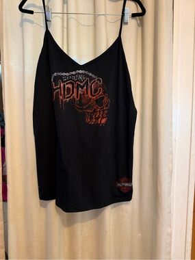 Harley-Davidson Black Graphic Tank Top with Red Skull Size 1X
